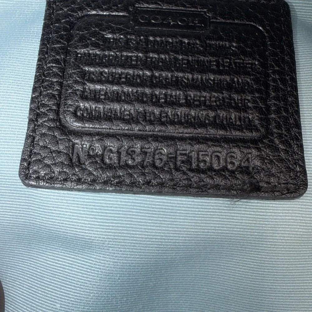 COACH Black Pebble Leather Duffle Crossbody Shoulder Purse Bag F15064 Medium-Lrg - Picture 14 of 16